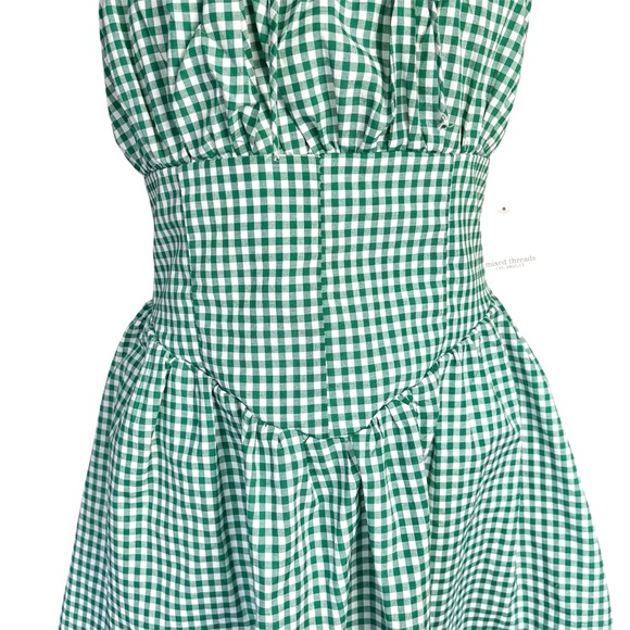 Gingham Cottagecore Dress Size XL Soft Girl Milkmaid Picnic Twee Green White NWT - Picture 4 of 9